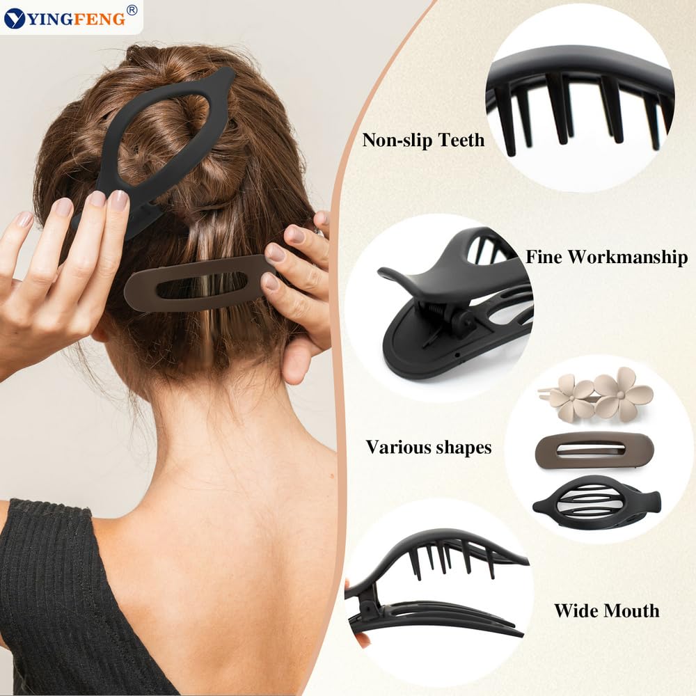 Full set of 12 Yingfeng flat hair accessories in neutral tones