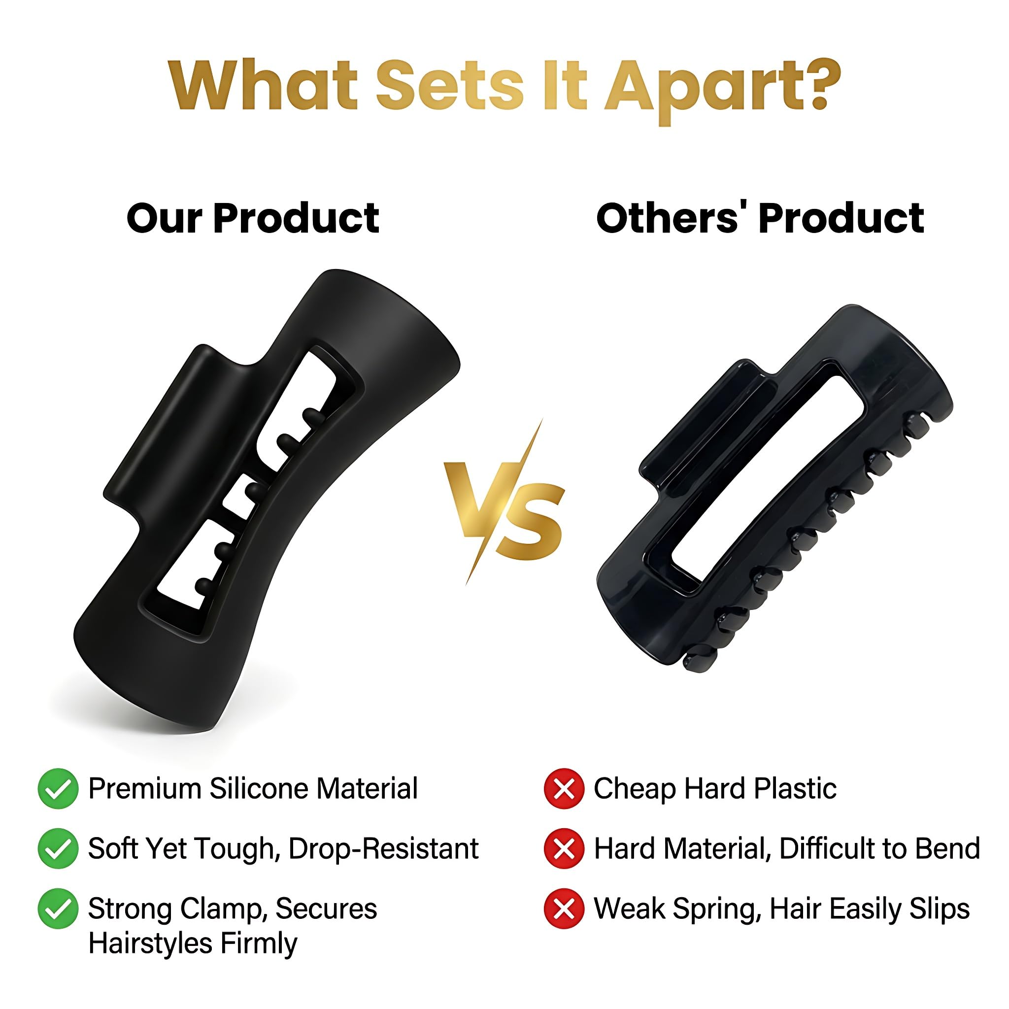 Comfortable cloud shaped hair claw clamp flattening against a surface