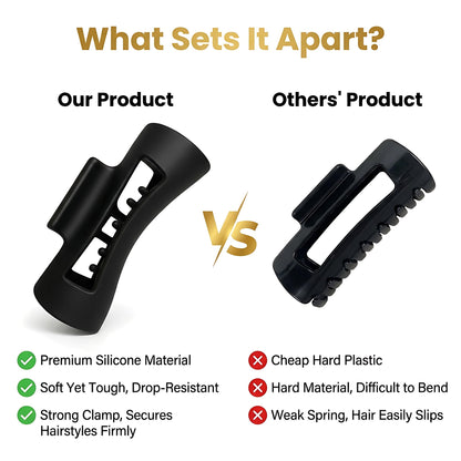 Comfortable cloud shaped hair claw clamp flattening against a surface