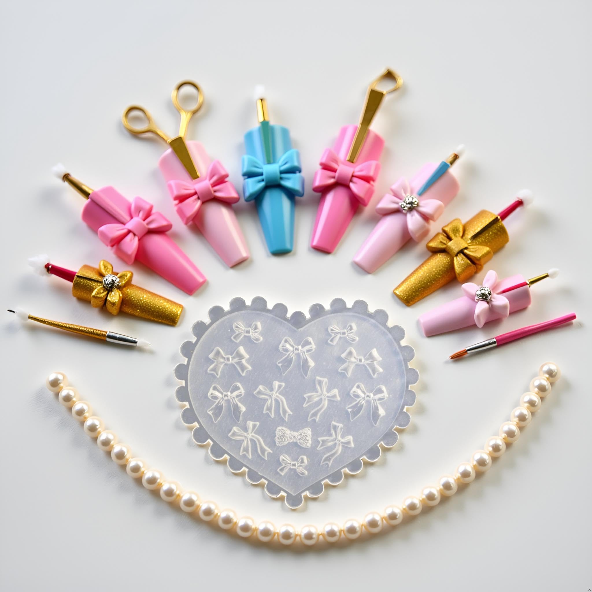 Close up of 3D bowknot silicone mold for manicures