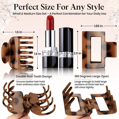 Oeusnael rectangle hair claw clips in tortoise shell finish