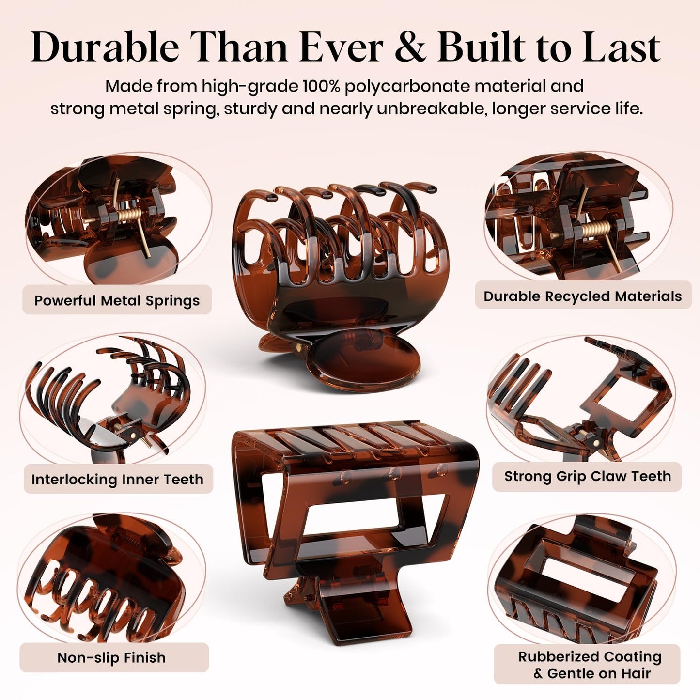 Oeusnael double row teeth claw clips for strong hold