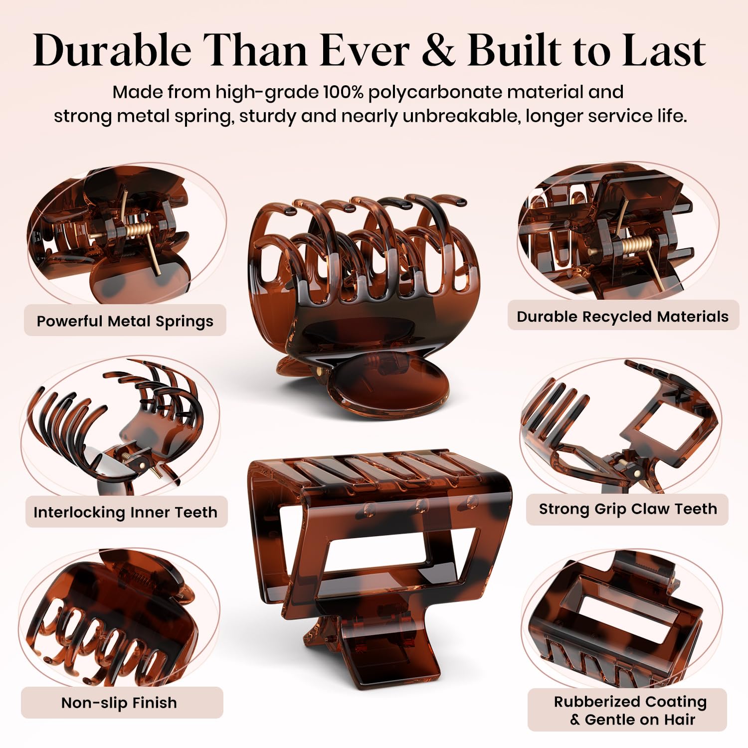 Oeusnael double row teeth claw clips for strong hold