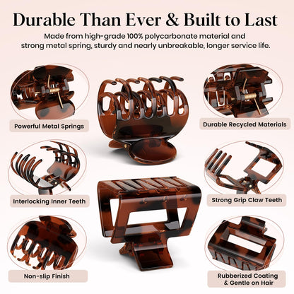 Oeusnael double row teeth claw clips for strong hold