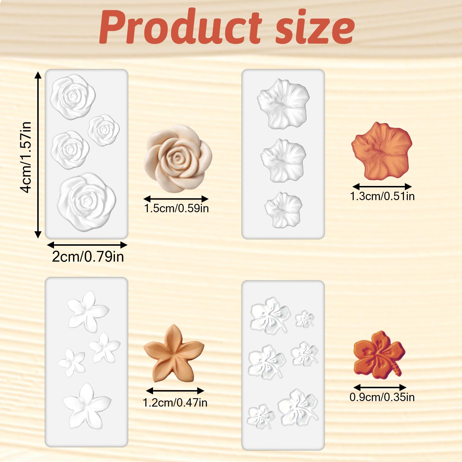 Close up of floral nail art silicone molds