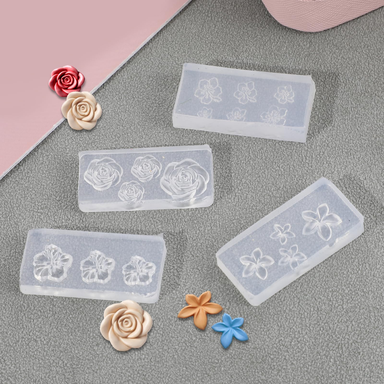 3D cherry blossom and rose nail charm molds