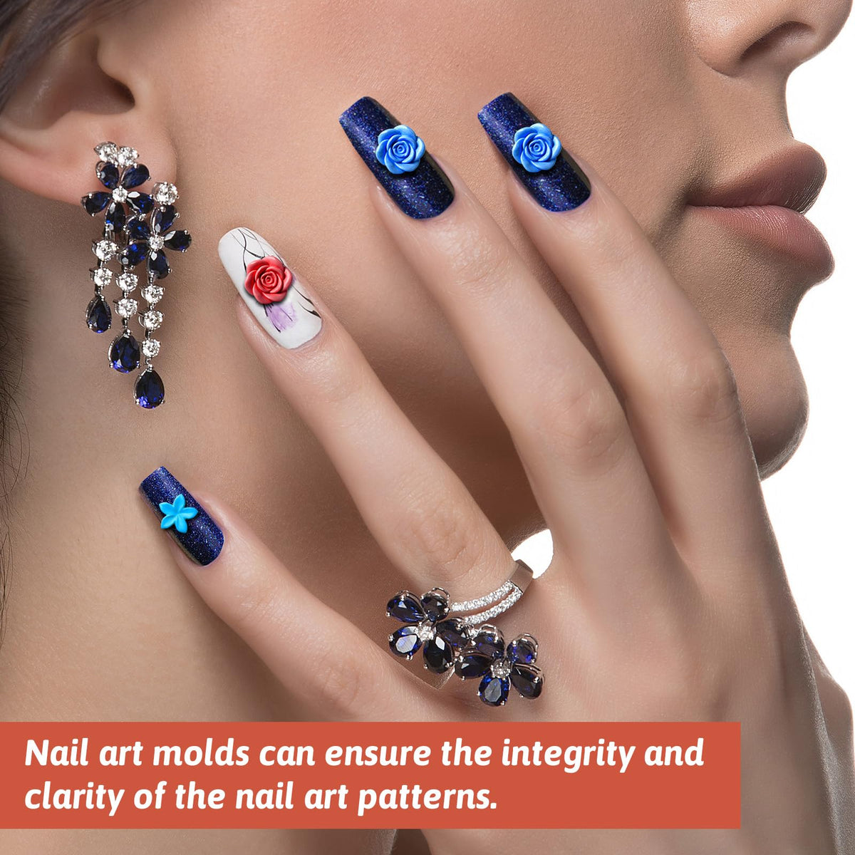 Side profile showing the flexibility and soft texture of the silicone nail trays.