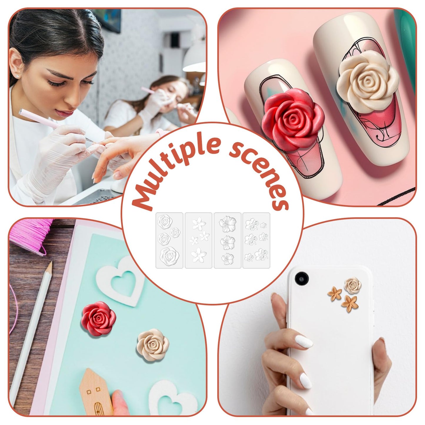 White transparent silicone molds for nail art