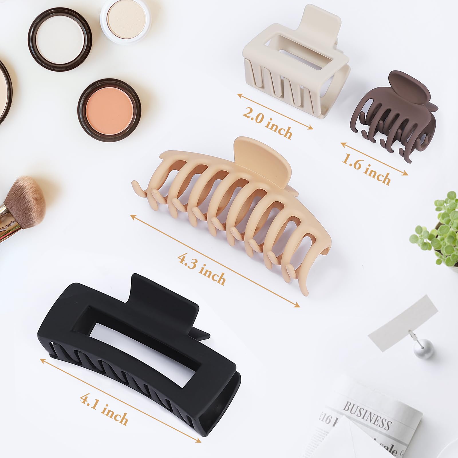 Close up of New Live large matte rectangle claw clips.