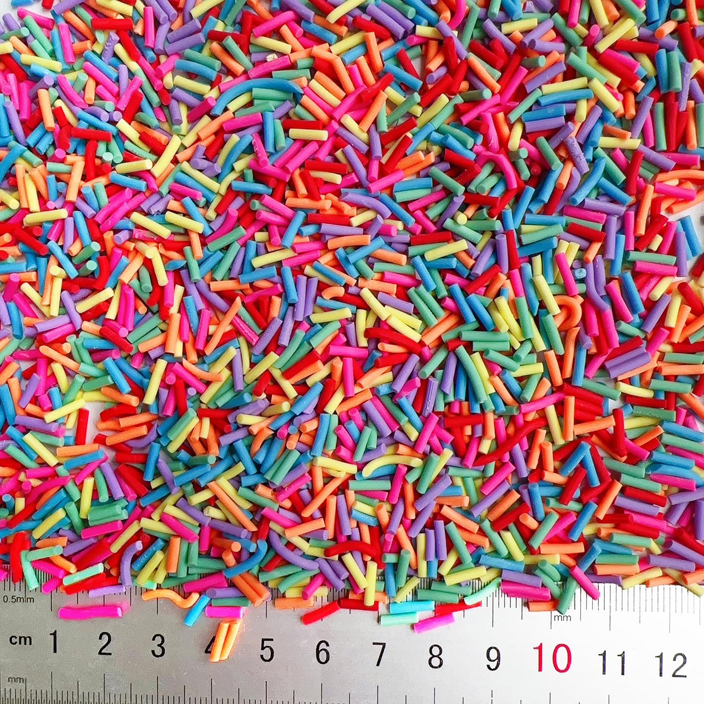 Colorful polymer clay faux candy sprinkles for DIY