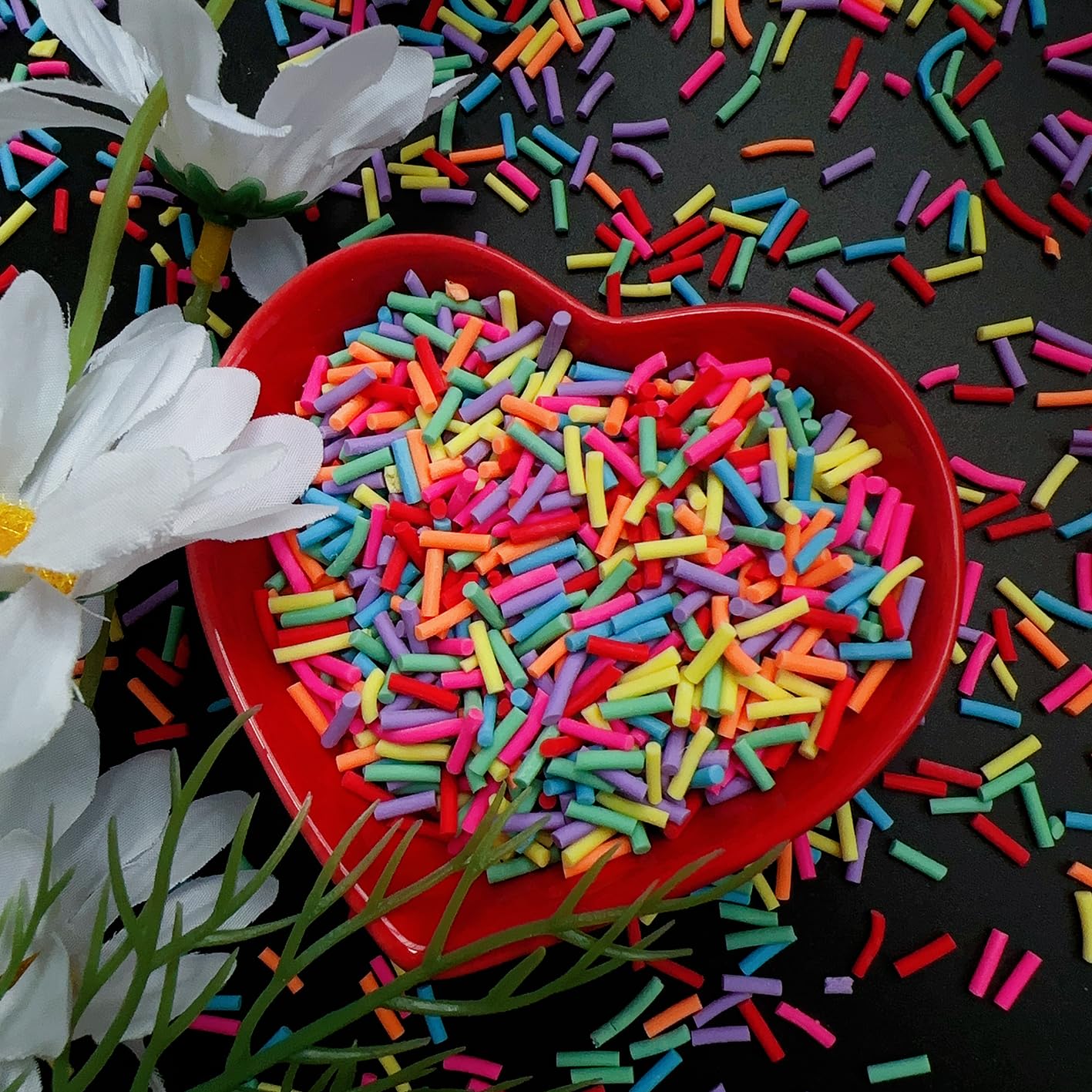 Multi-colored faux sprinkles for slime and phone case decor