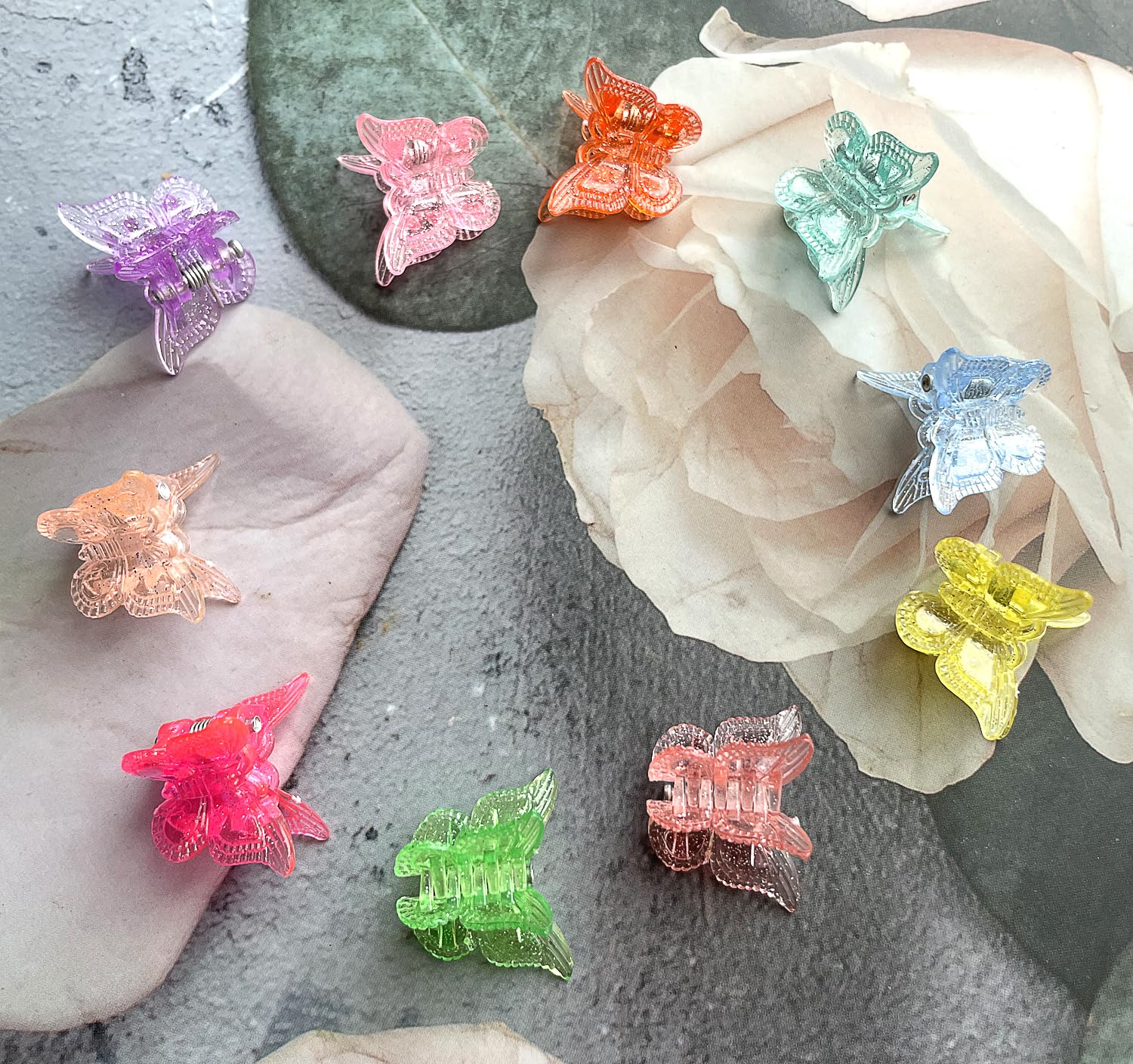 Close up of small sparkly butterfly hair accessory design