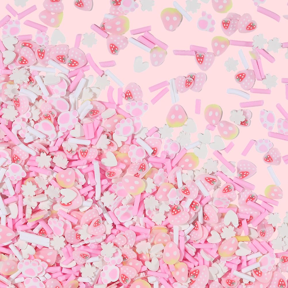 Top view of 100g pack of colorful faux sprinkles for slime decoration