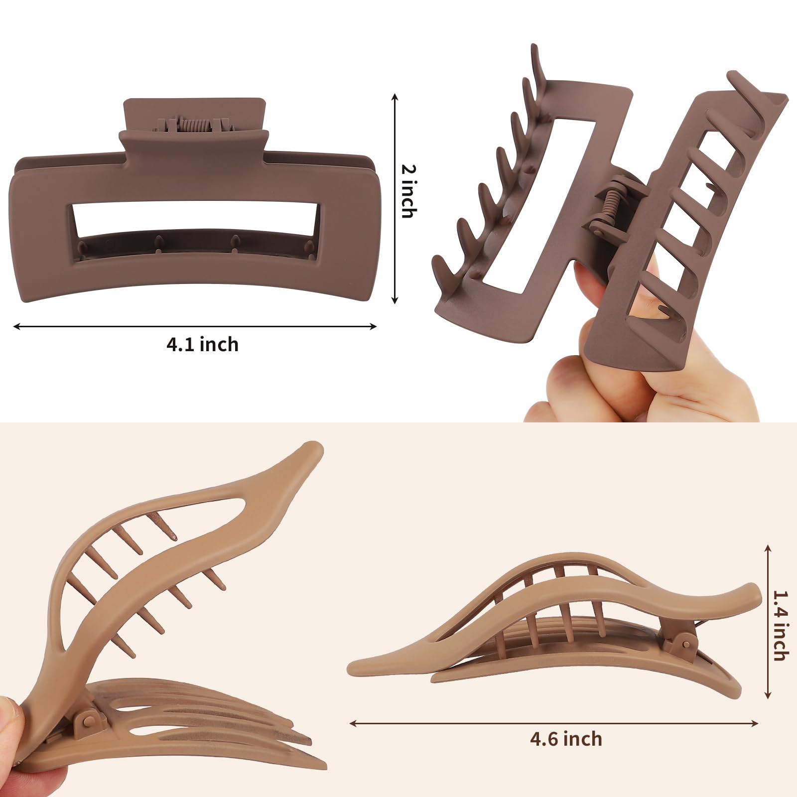 Assorted styles of flat and square hair barrettes for women