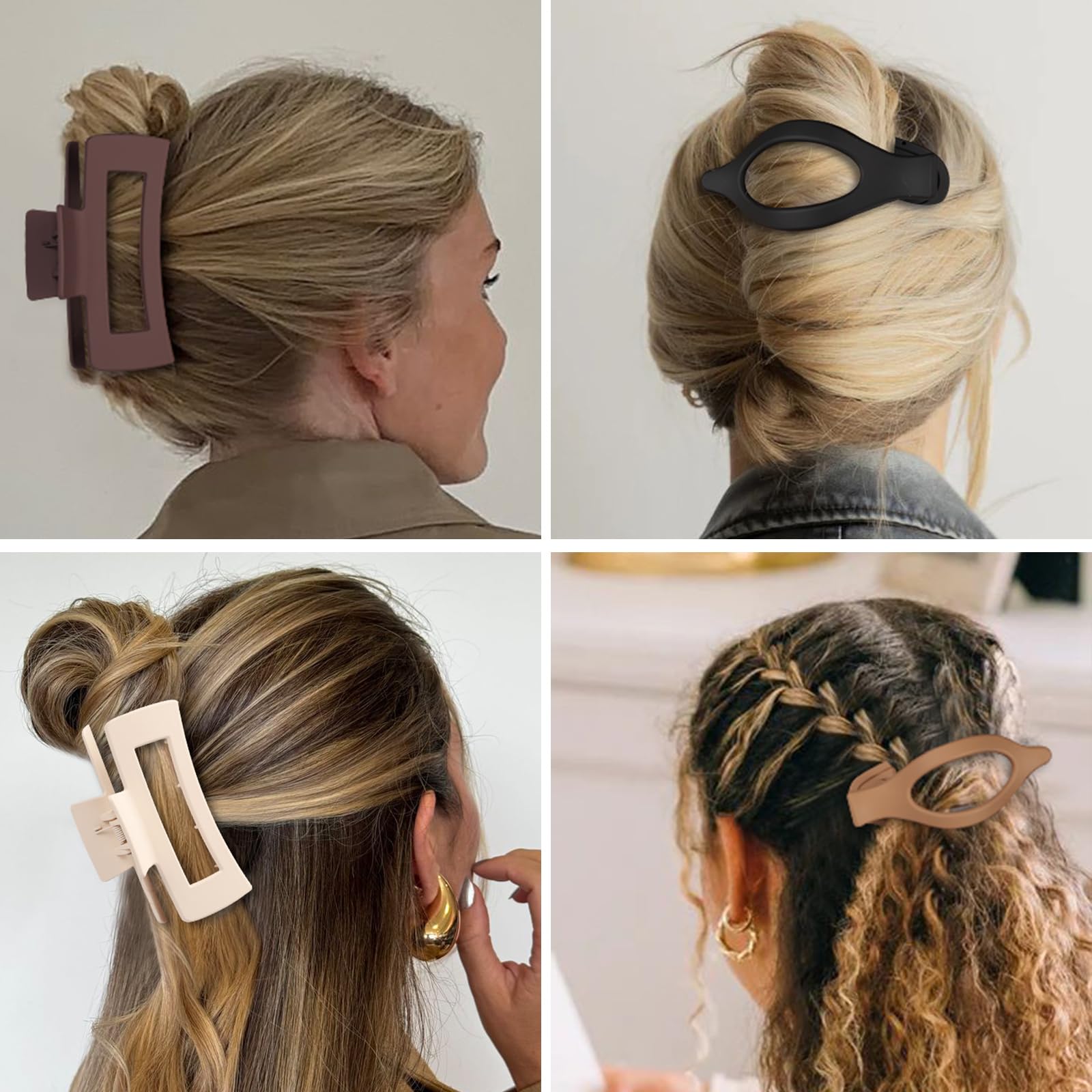 Neutral brown matte finish hair claws for everyday wear