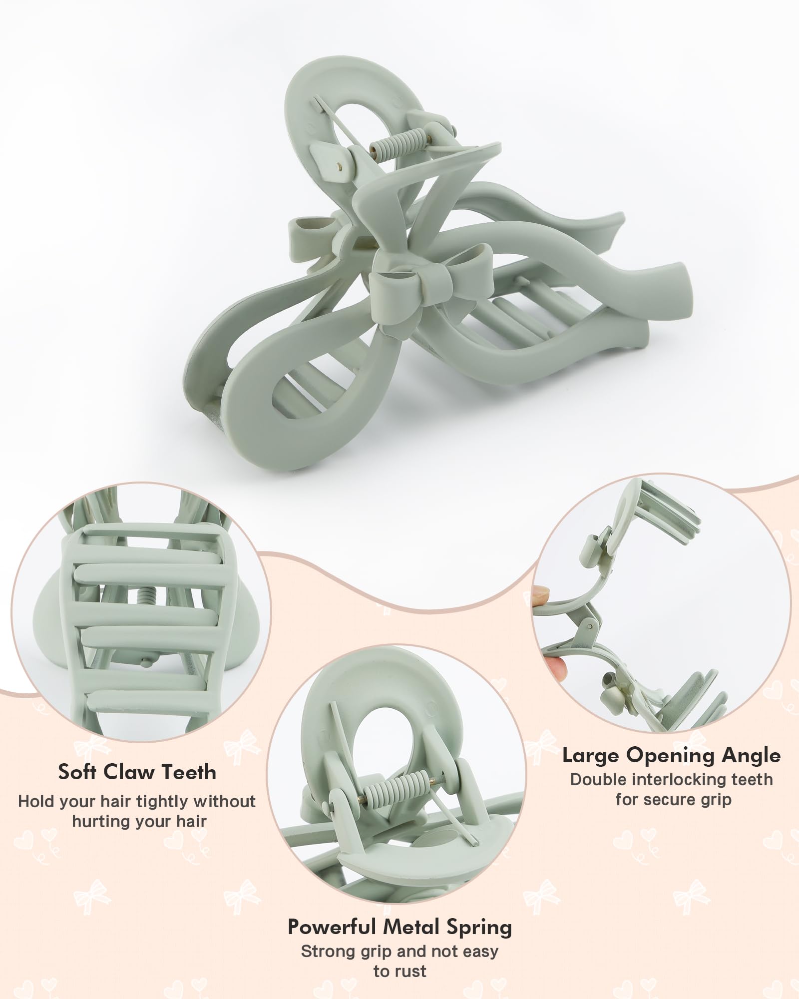 Side view of Coksdupid matte finish bow hair accessories