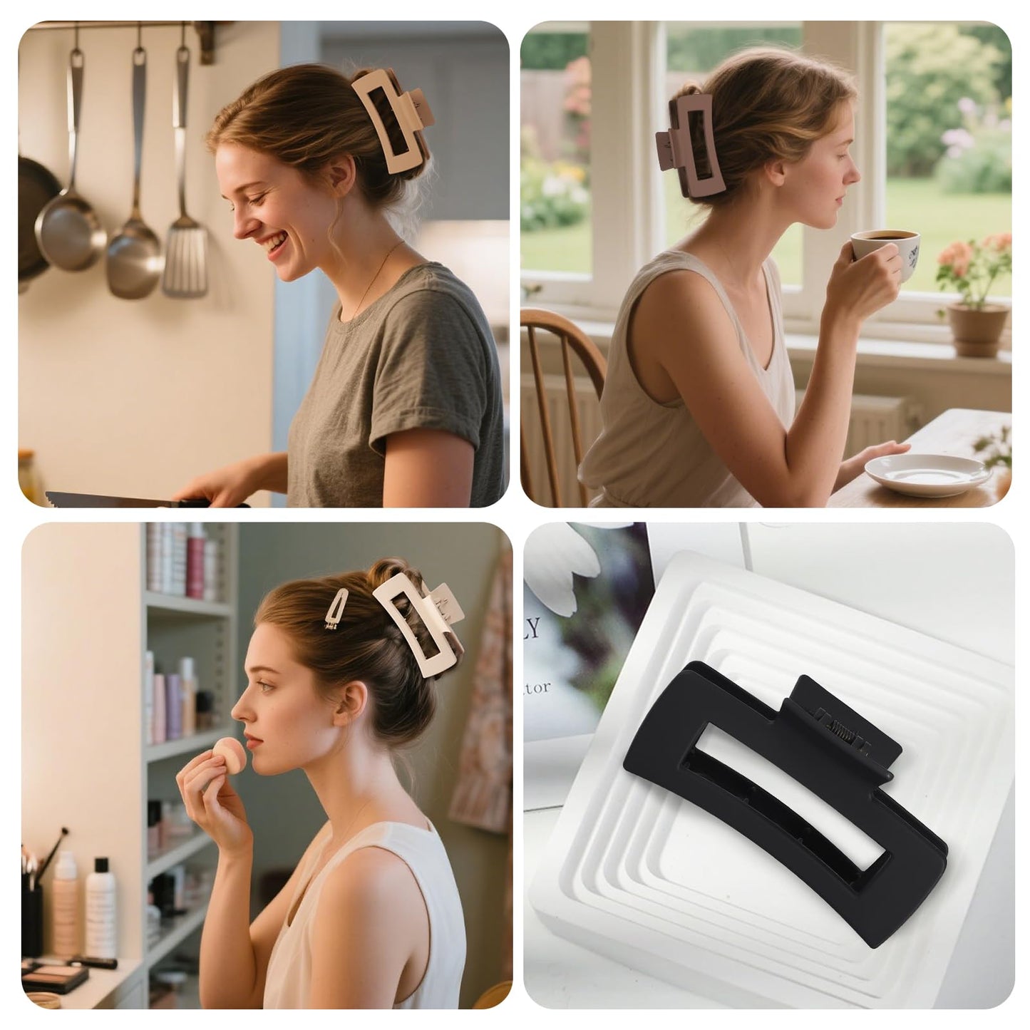 Large hair claw clips demonstrating strong grip capability