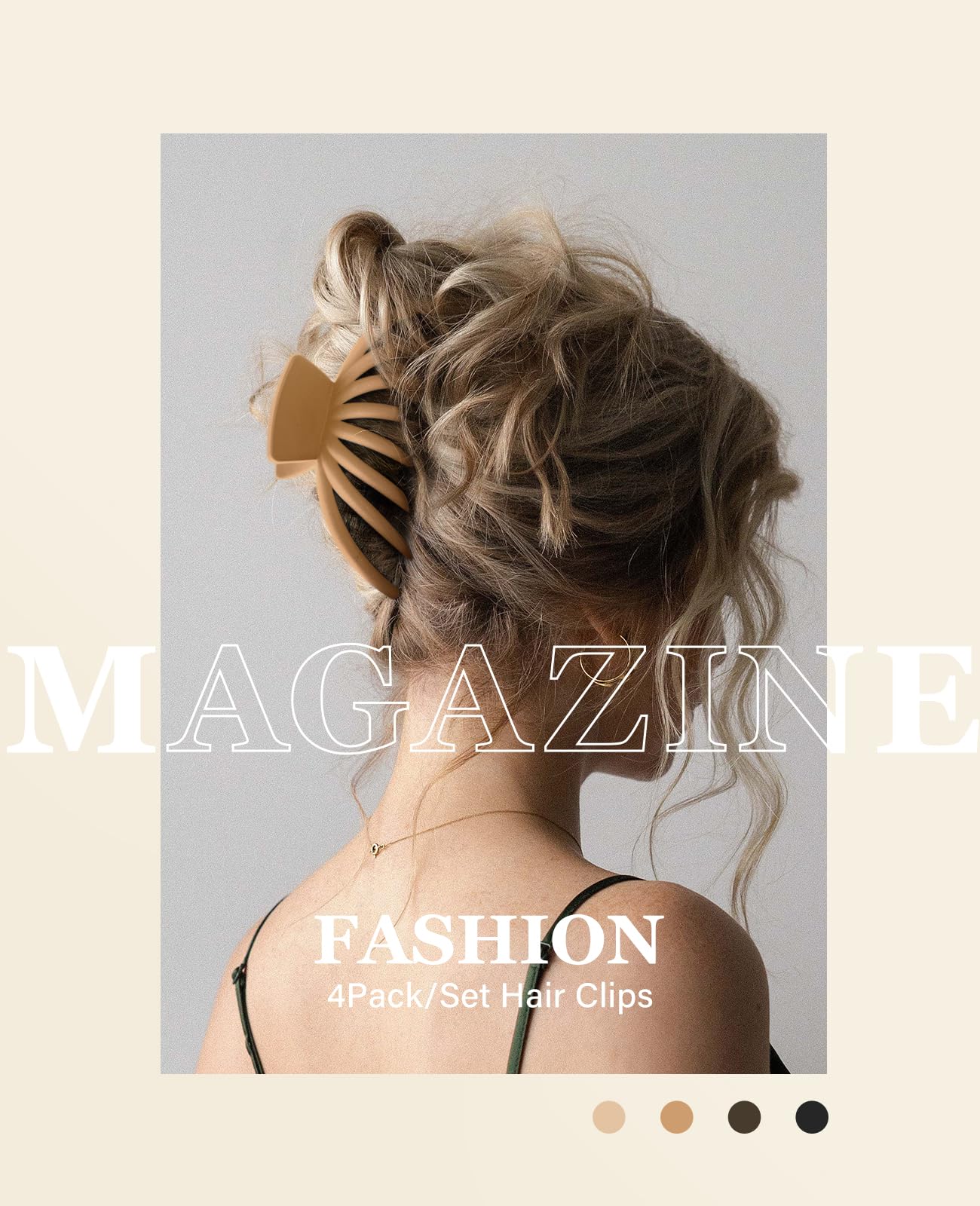 Hair styled with Opaul matte non-slip claw clip