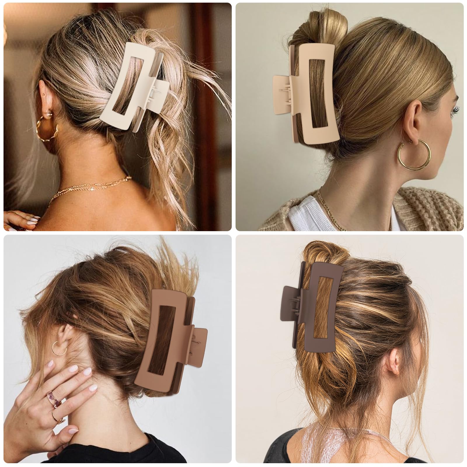 Large square claw clips for secure styling