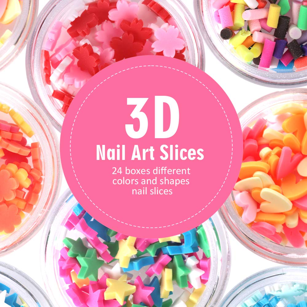 Fandamei three dimensional nail charms in heart star and flower patterns laid out for creative manicure styling