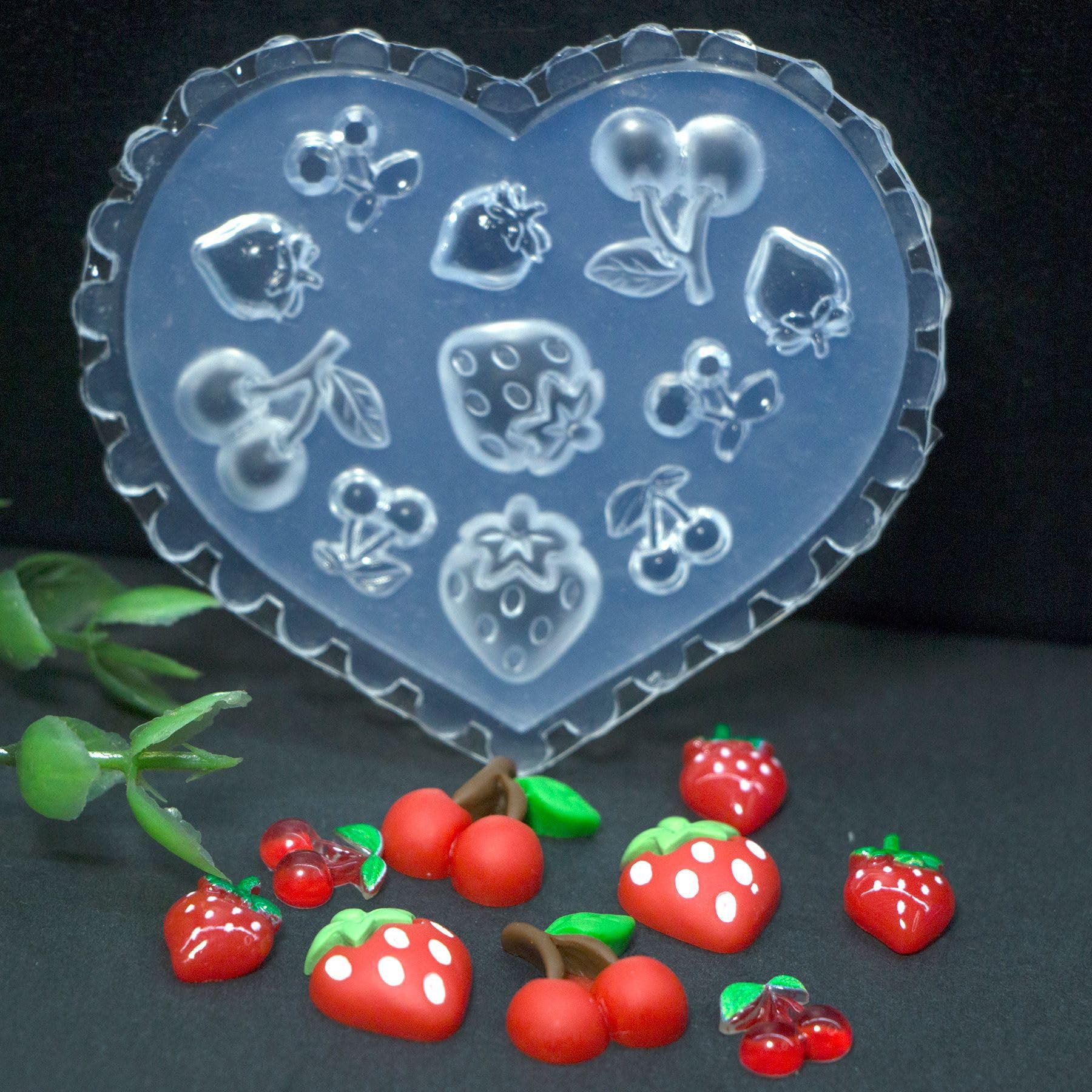 Silicone nail mold for UV gel fruit charm creation