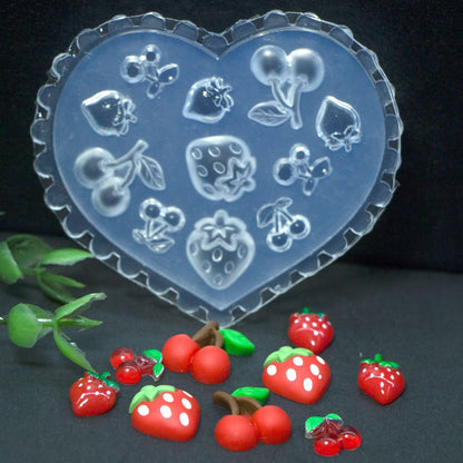 Silicone nail mold for UV gel fruit charm creation
