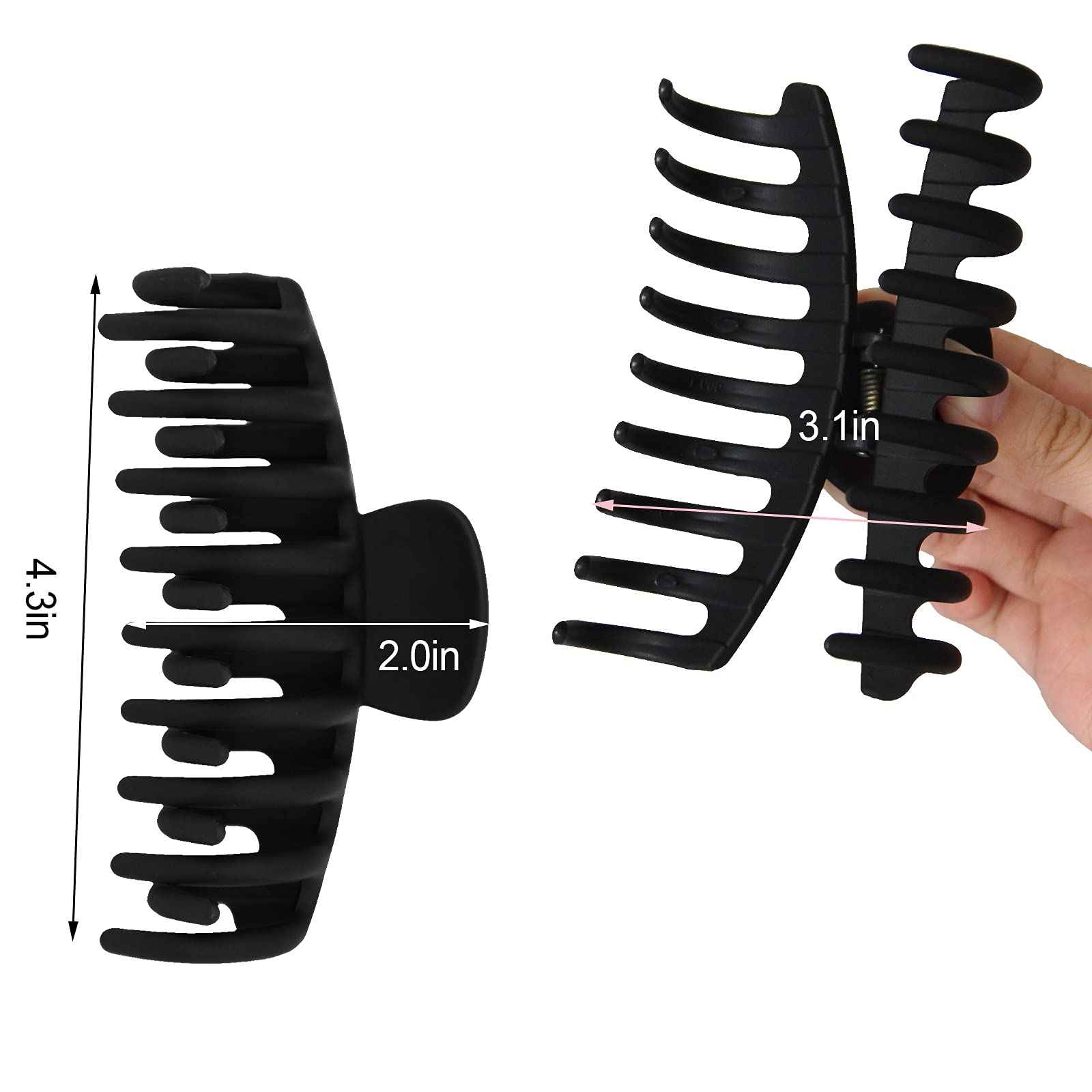 Close up of JHHSYU nonslip matte black hair claw clip