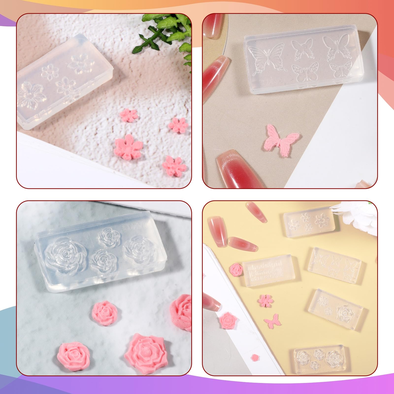 Close up of 3D alphabet nail charm silicone mold