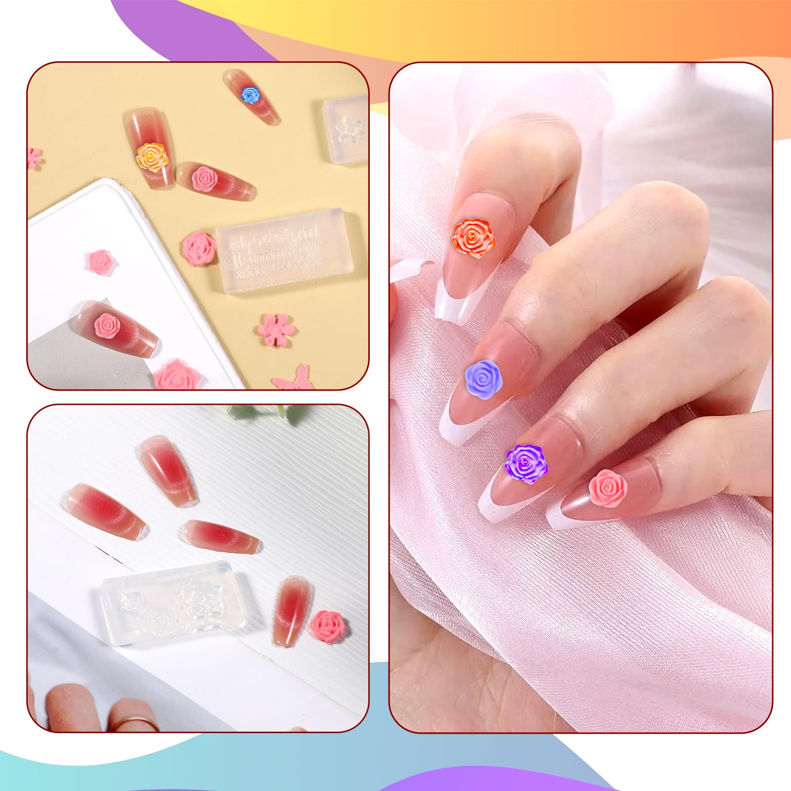 Transparent silicone molds for acrylic gel nail carving