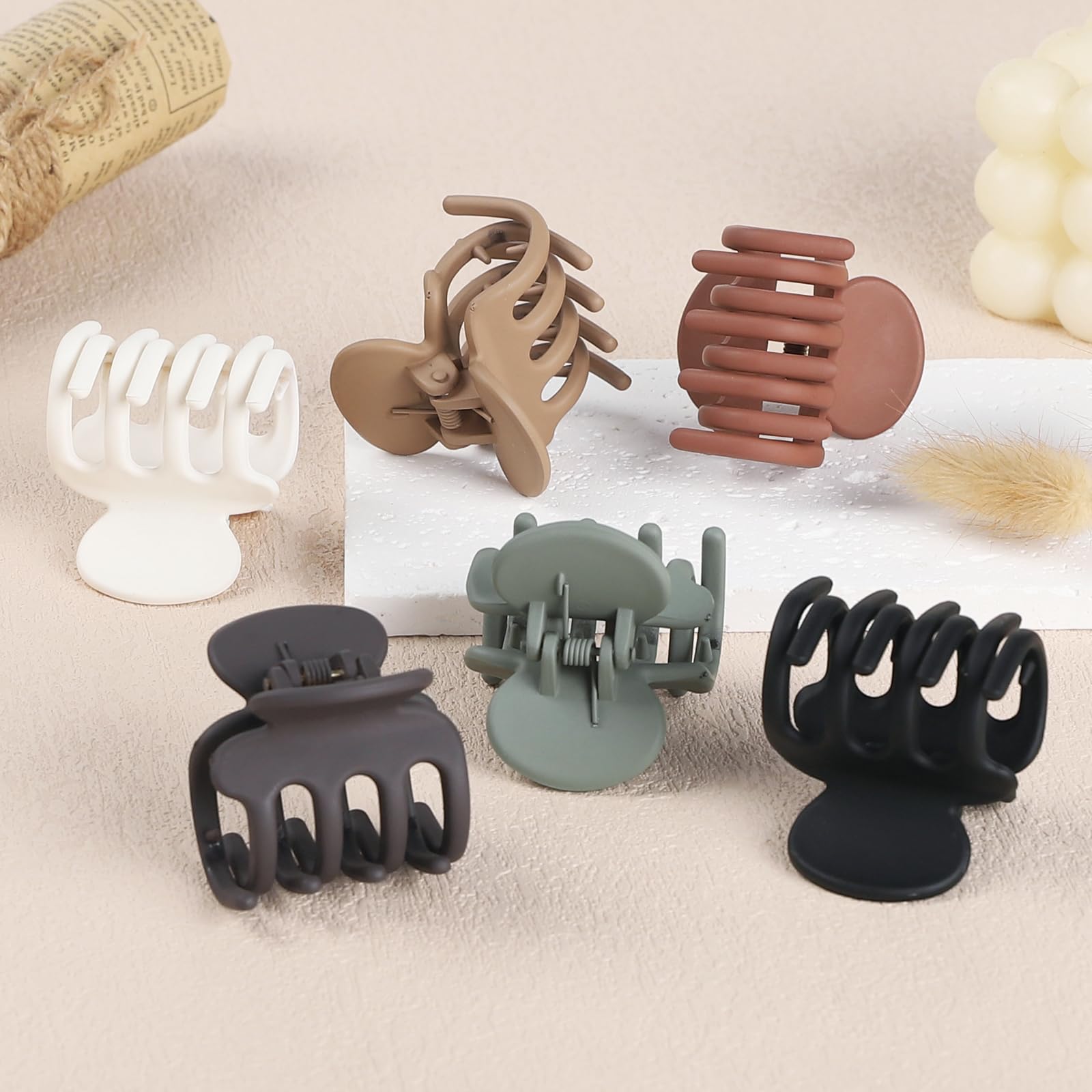 Set of 6 Kaund brown matte claw clips for women