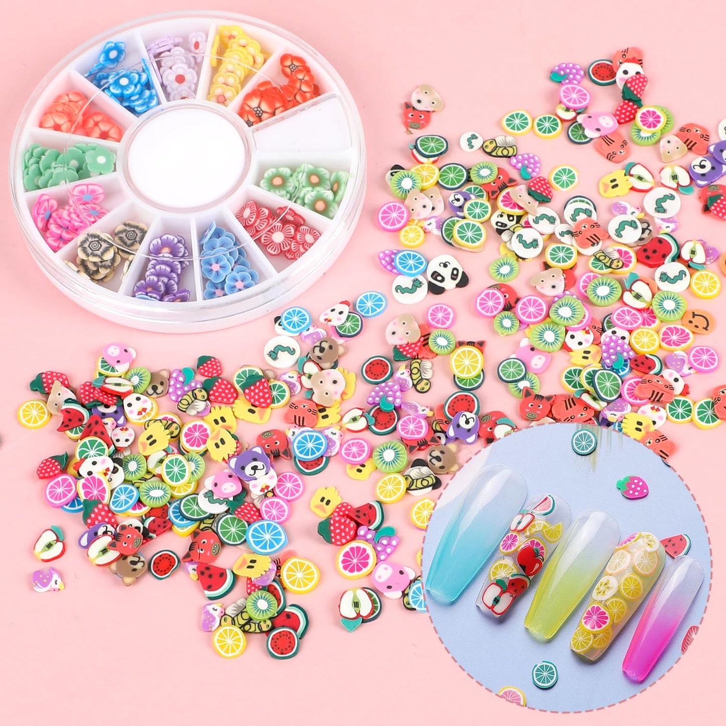 Creative application example of DECORA multi color clay slices decorated onto a custom clear resin mobile phone case accessory