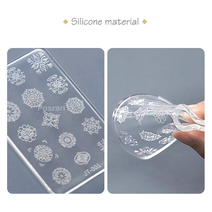 Silicone nail mold being filled with UV gel for 3D art