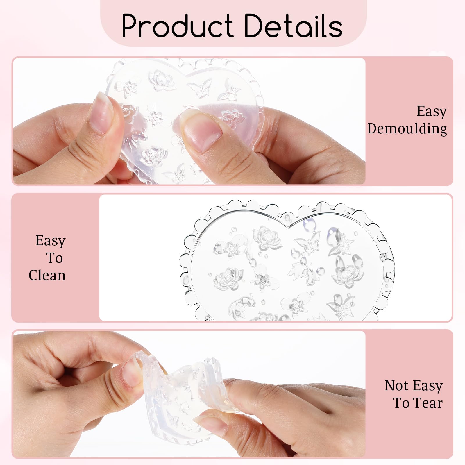 Top view of five different flower shape nail art stencils