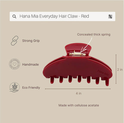 Hana Mia acetate claw clip held in hand for scale