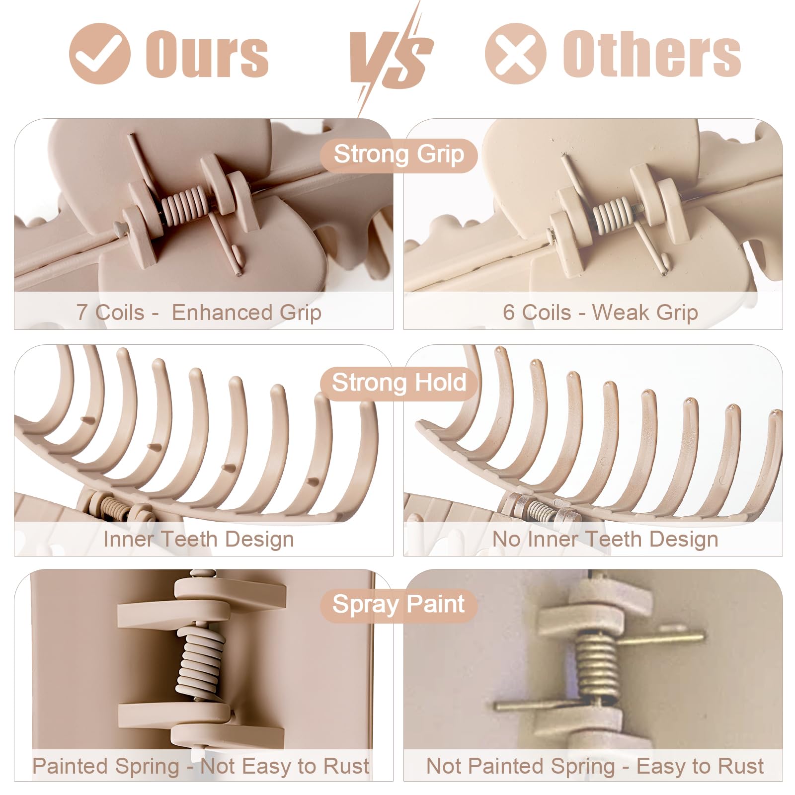 Side profile of Tocess jumbo matte hair claw clip