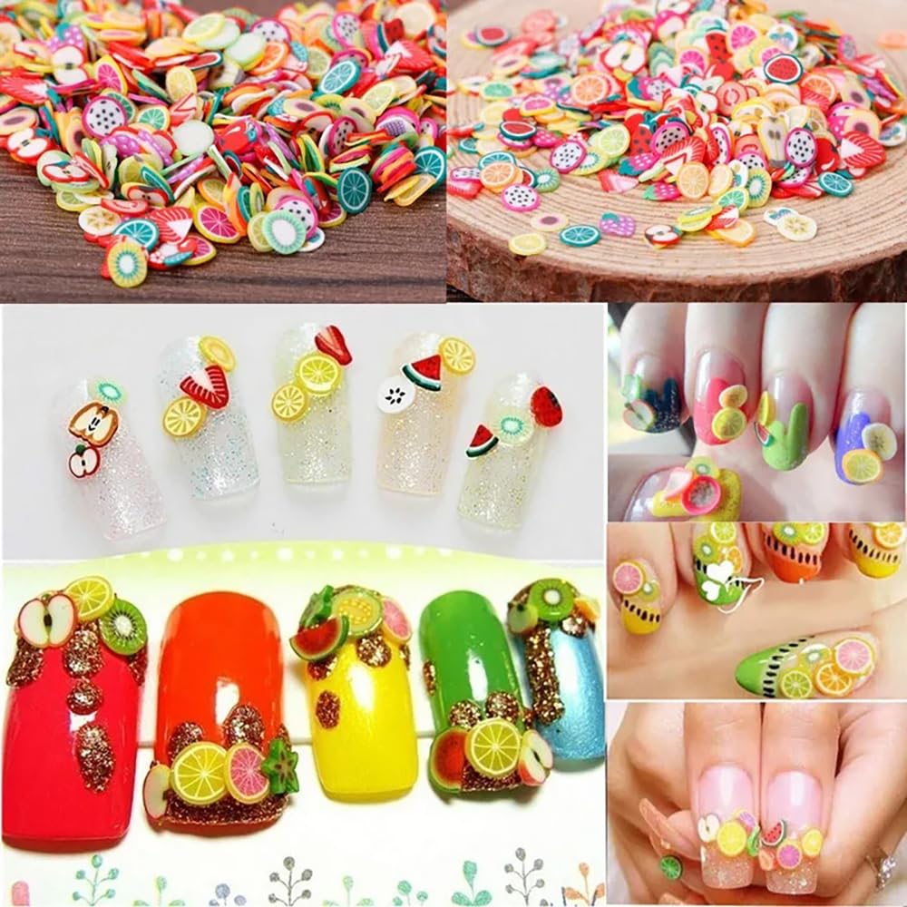 Polymer clay slices used as nail art decoration