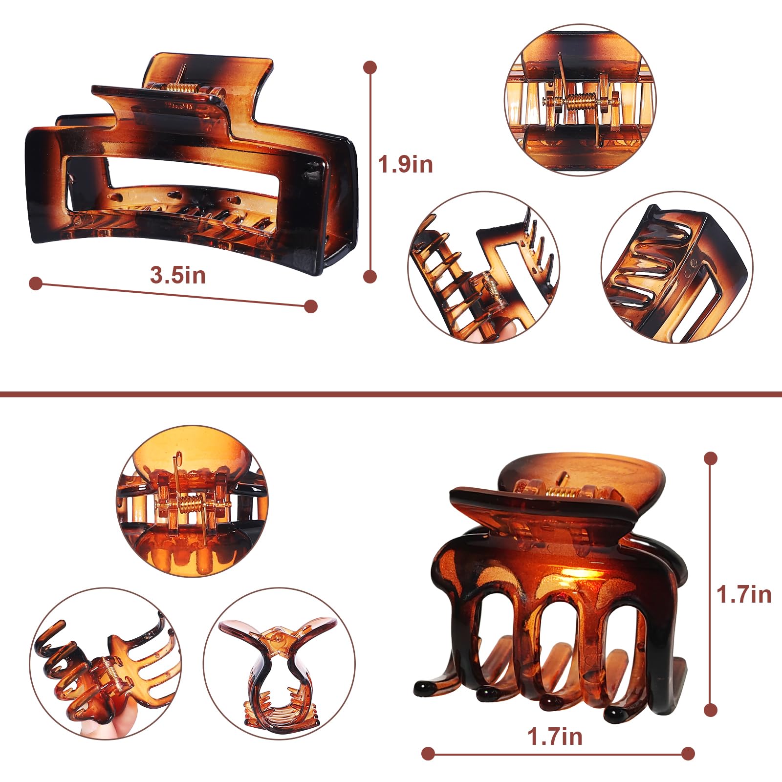 Usdnice transparent banana claw clips for thick hair