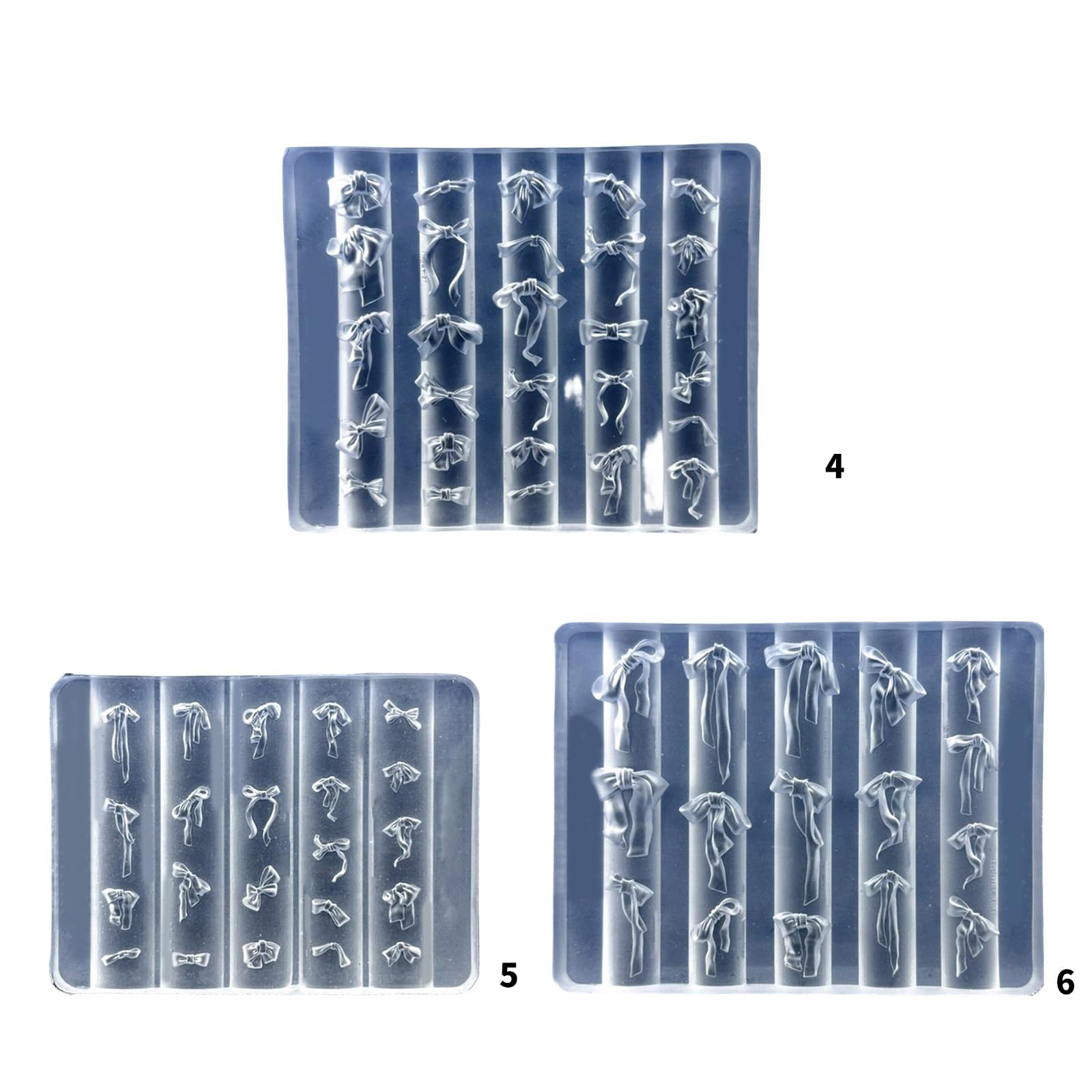 Transparent silicone mold for gel and acrylic nail decoration