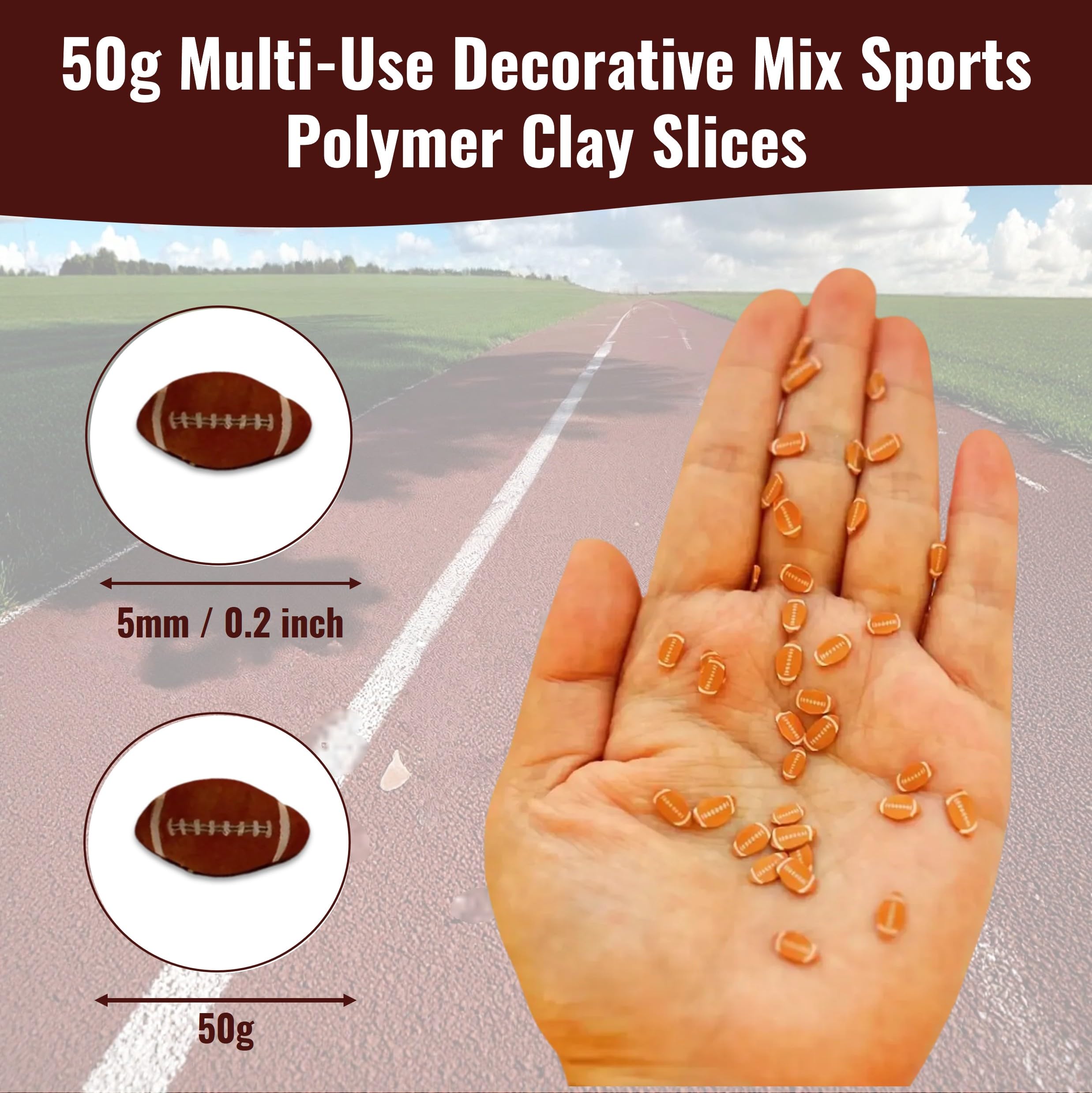 Close up of 3000 tiny football clay pieces for crafts