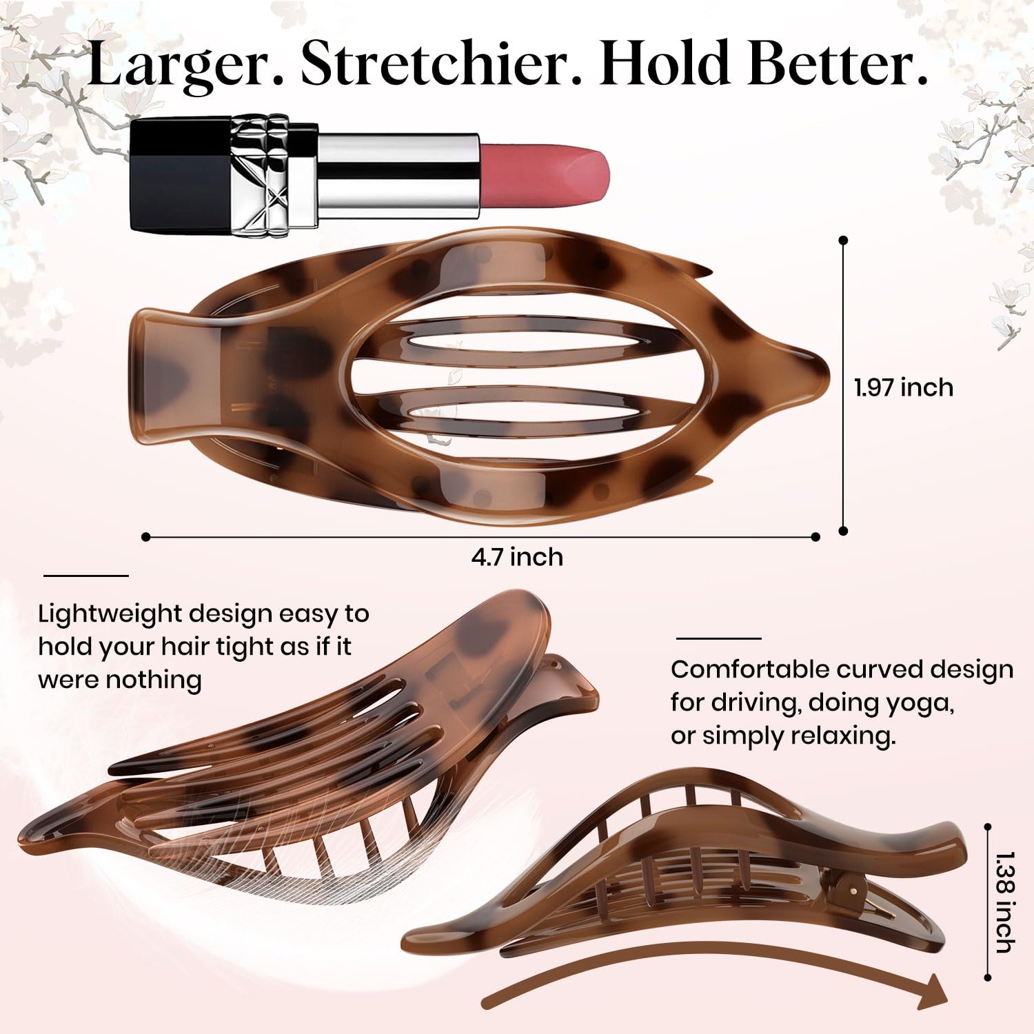 Oeusnael tortoiseshell flat hair clip side profile view