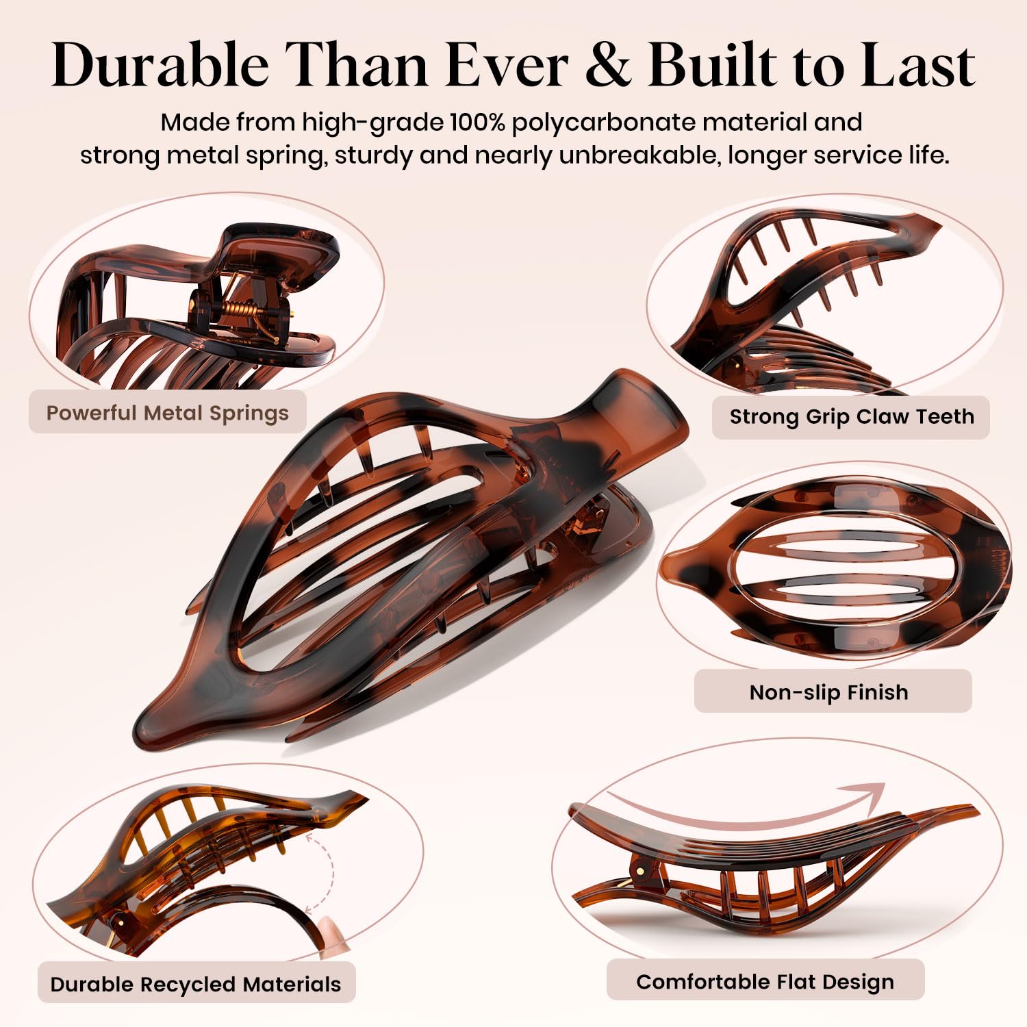 Oeusnael leopard print flat hair clip for thick hair