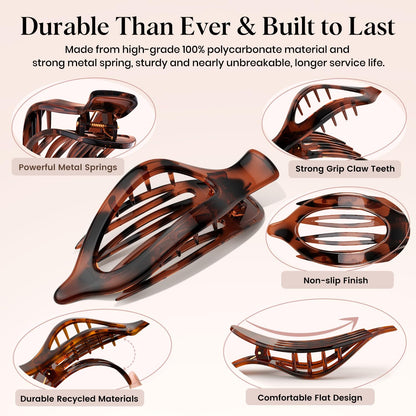 Oeusnael leopard print flat hair clip for thick hair