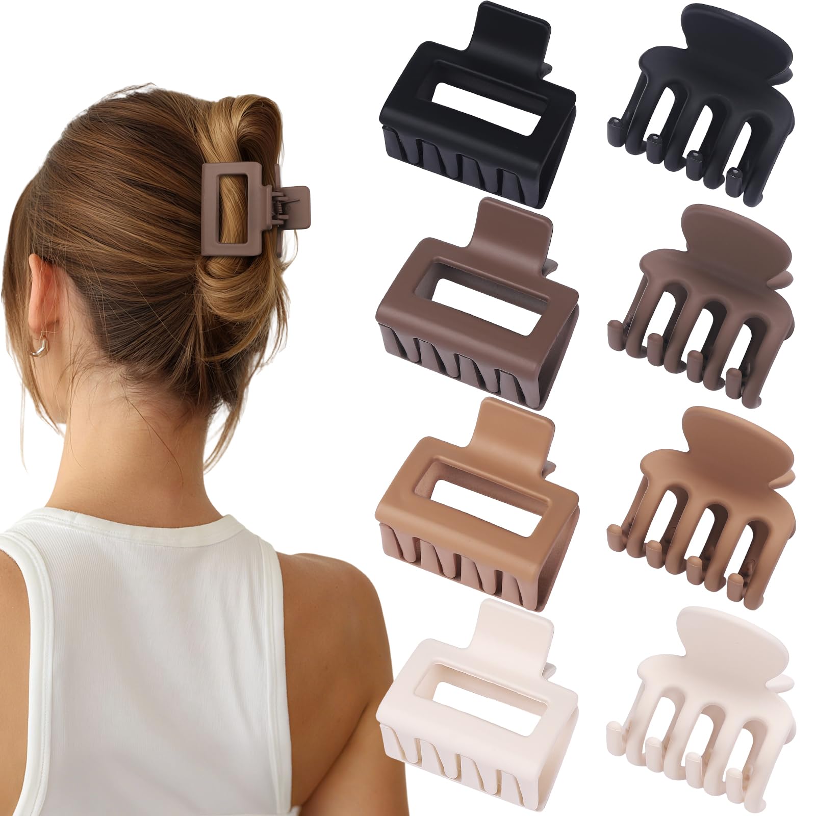 USDNICE matte rectangle claw clips for thin hair