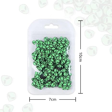 Close up of 3D alien shaped clay flakes for DIY jewelry