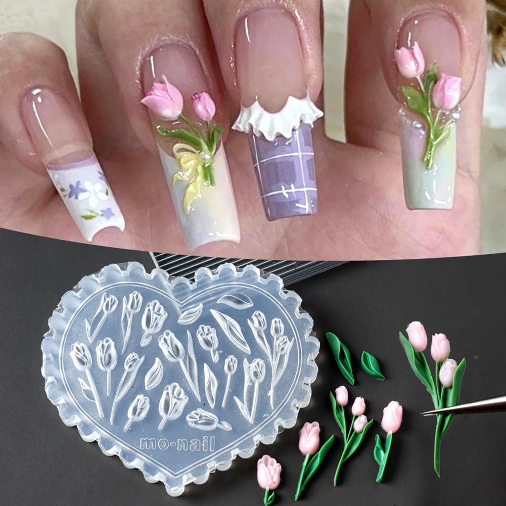 Lifoost tulip 3D silicone carving mold for gel nails