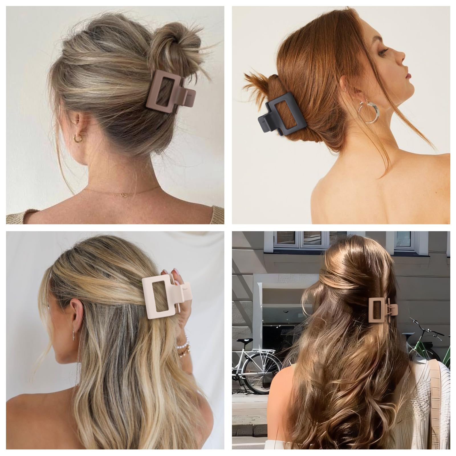 Matte brown hair clips organized in a set