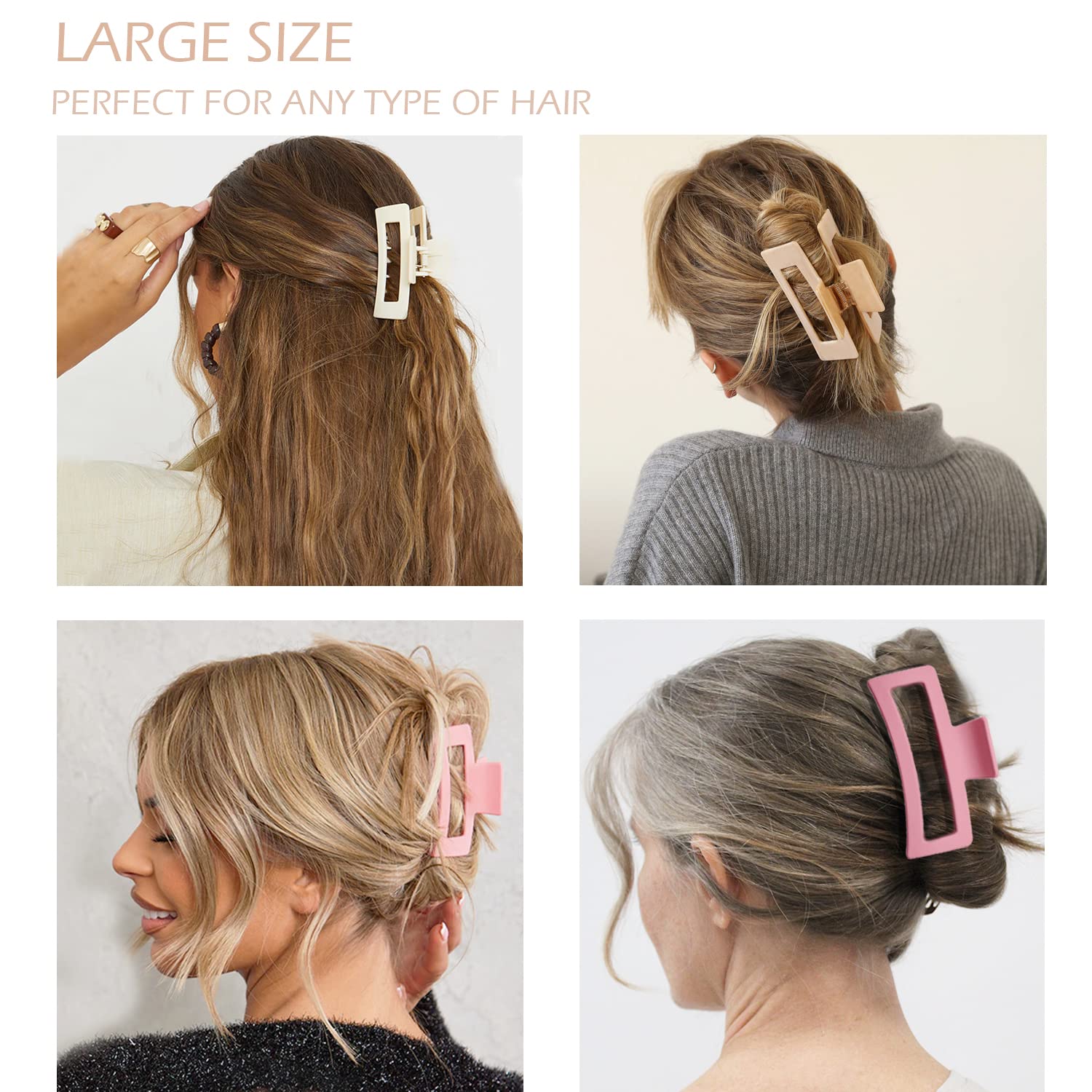 Durable metal spring mechanism on pink matte hair claws