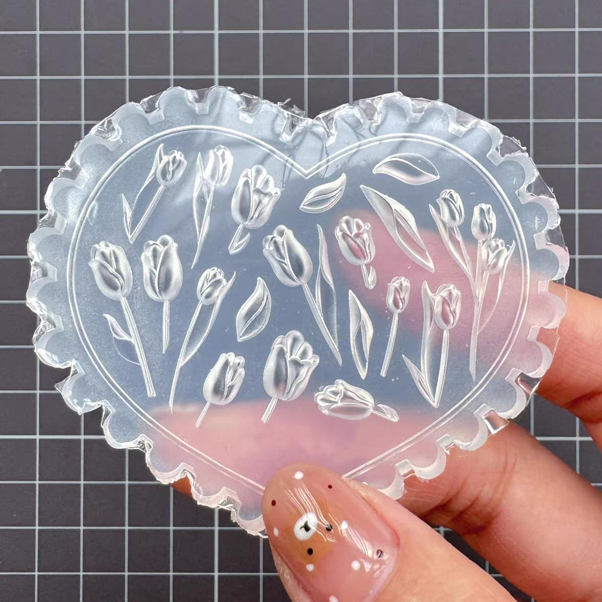 Transparent silicone mold for 3D spring flower nail charms