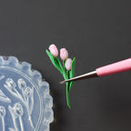 Close up of 3D tulip flower charms created from silicone mold