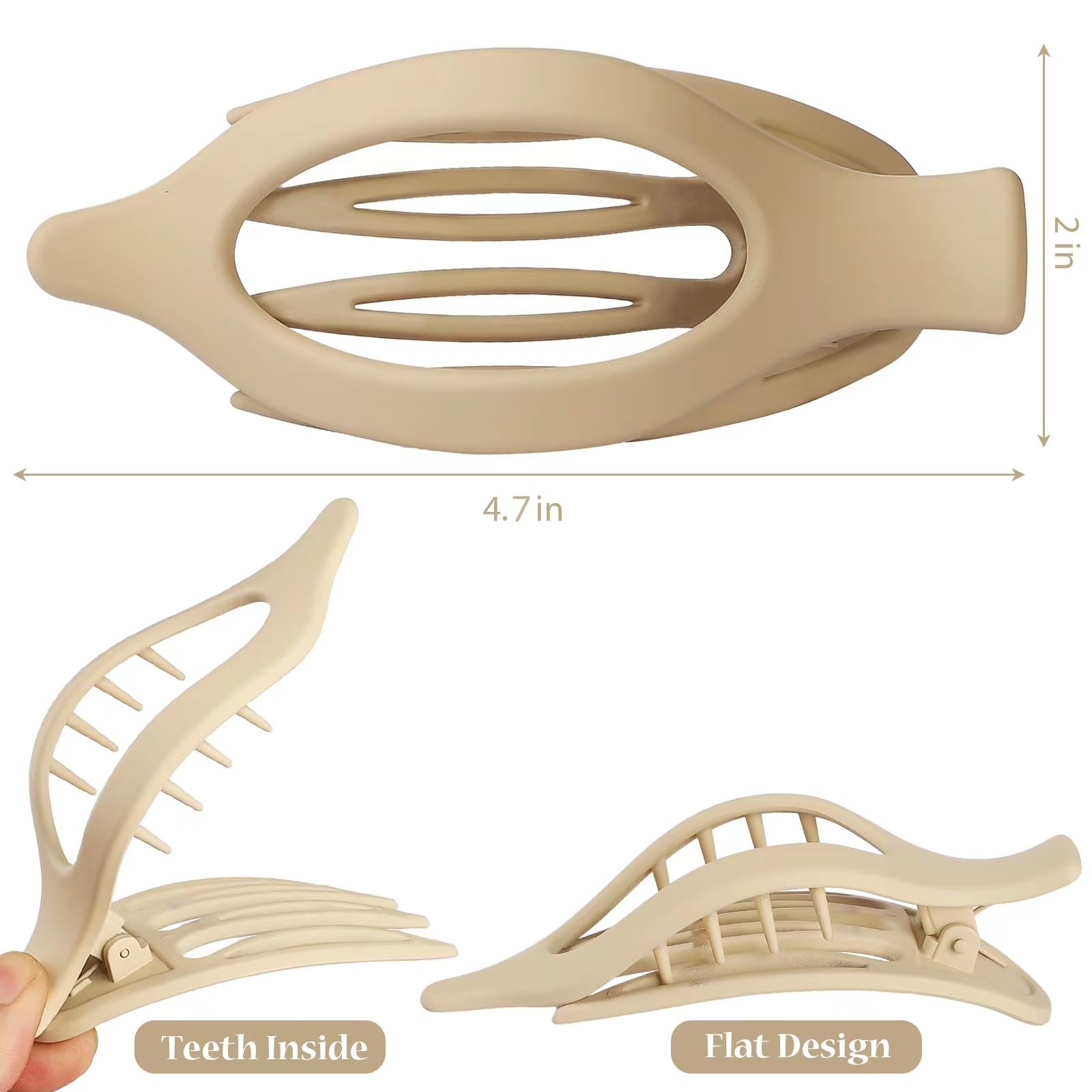 Ericotry flat hair claw clips showing side profile